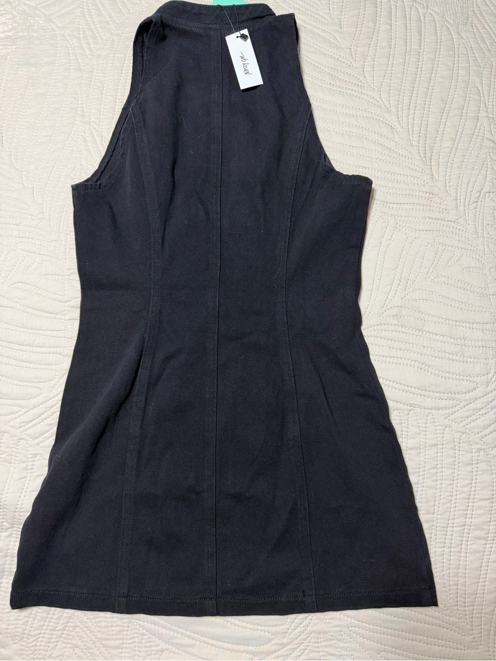 Nasty Gal Black Embellished Zip-Front Mini Denim Dress NWT - Picture 8 of 8